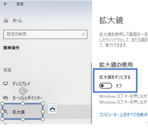 拡大鏡設定画面