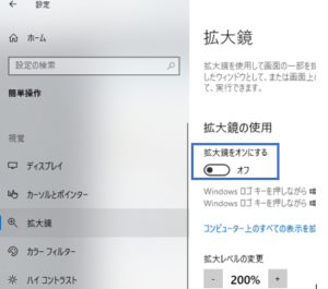 拡大鏡設定画面